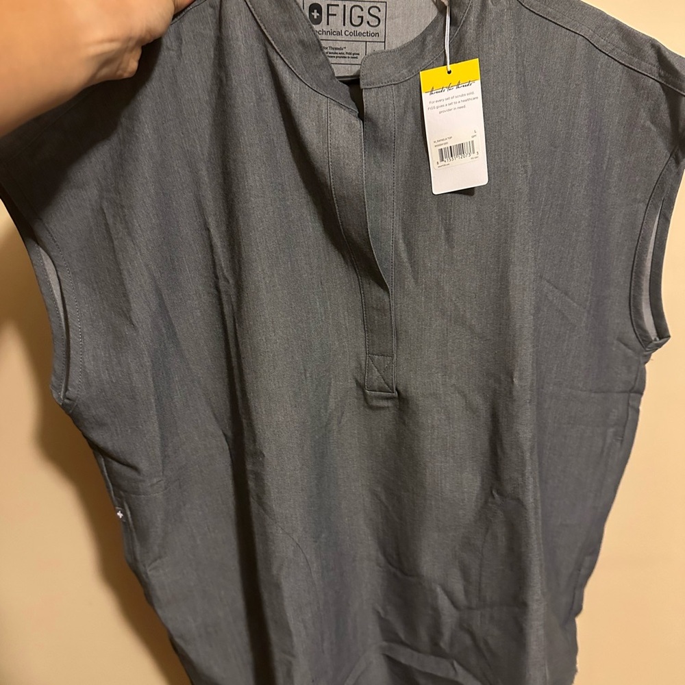 Figs Charcoal Rafaela Sleeveless Blouse